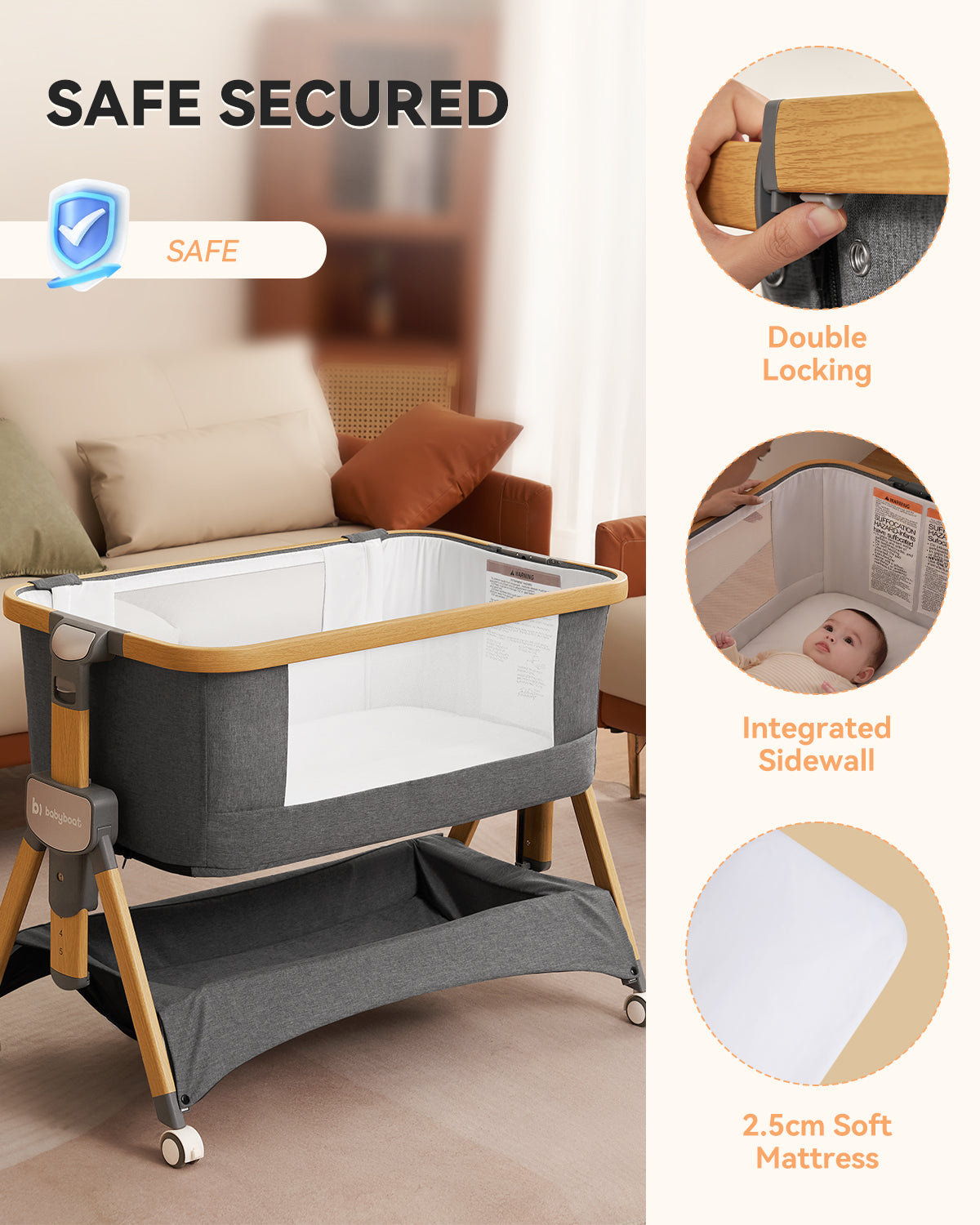 Babyboat Cozy 2 Bedside sleeper